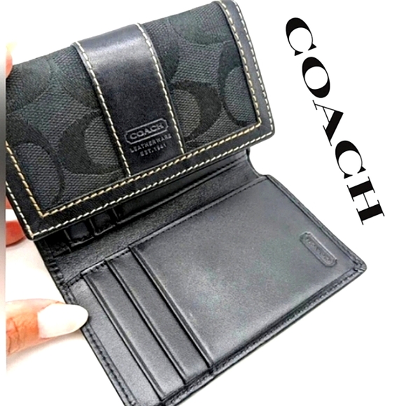 COACH Tri-fold Signature Jacquard Credit Card Wallet NWT - Picture 1 of 12